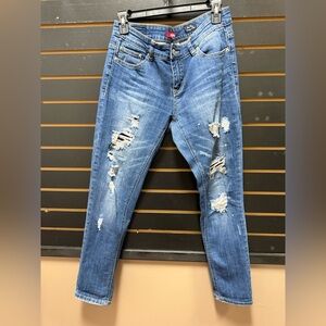 Unionbay Distressed Blue Jeans Size 5 Mid Rise Slim Vintage Peg